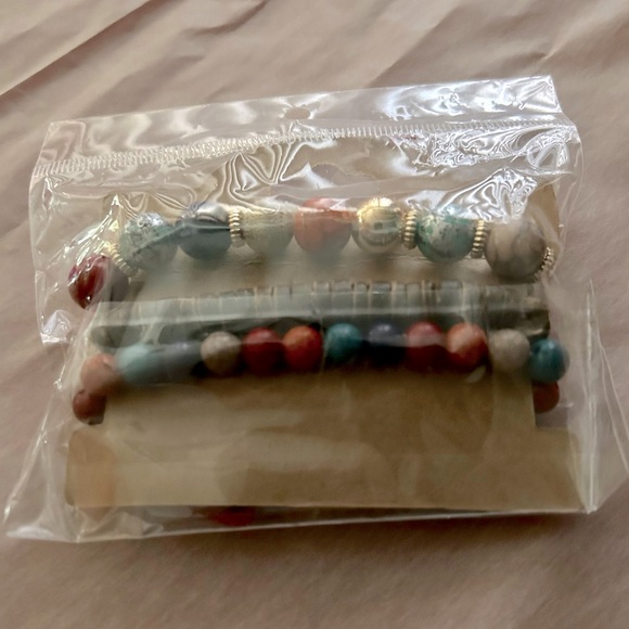 New 3pc Bohemian Dark Mix Multicolor Beaded Bracelet Set - Picture 8 of 10